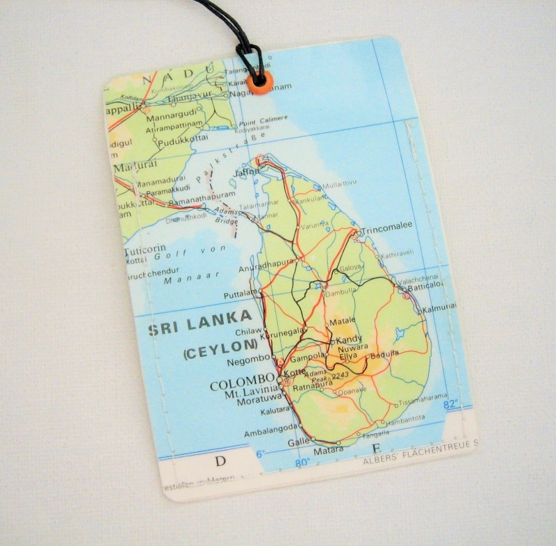  - Kofferanhänger SRI LANKA ♥ Colombo Landkarte *upcycling* 