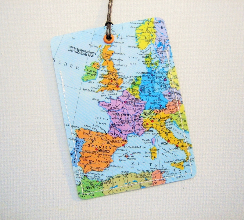  - Kofferanhänger EUROPA ♥ Deutschland Landkarte *upcycling*