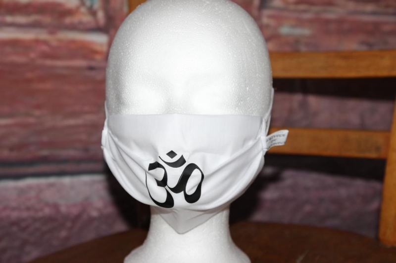  - Mundbedeckung Maske Mundmaske Mund-  und Nasenbedeckung weiß schwarz Goa Om 