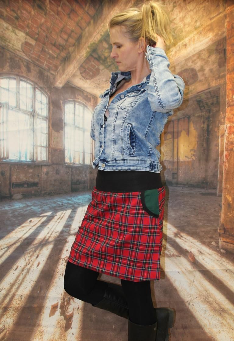 karo Rock A- Form mini Schottenrock rot kariert Gr, 36-44 skirt