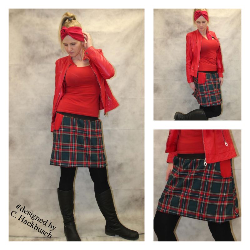 karo Rock A- Form mini Schottenrock grün/rot kariert Gr, 36-44 skirt