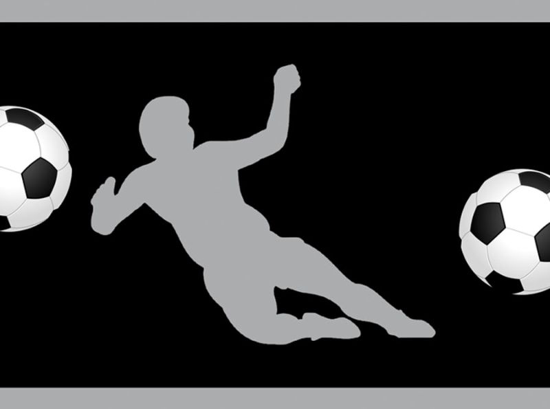 Wandbordüre - selbstklebend | Fußballspieler - 18 cm Höhe | Vlies Bordüre  mit Fußbällen und Spieler - verschiedene Farbvarianten