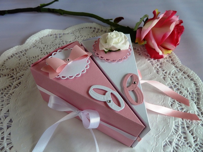  - 2 Tortenstücke in rose/weiß für Geldgeschenk/Gastgeschenk zur Hochzeit *von IdeenOase*