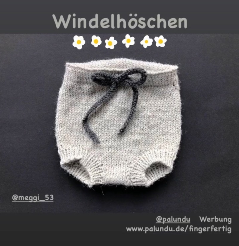 Handgestrickte Windelhose für Neugeborene aus Wolle in hellgrau - einfach  bezaubernd (Größe 50 - 56 = 0 - 2 Monate)