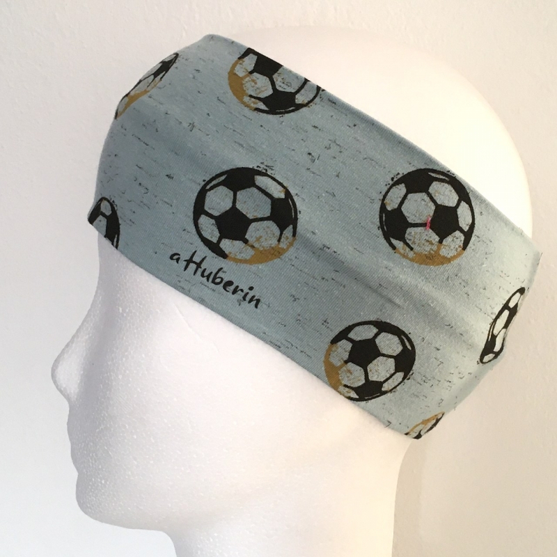 Kinderstirnband, Haarband, Ohrenwärmer, Kopfband, Jersey, 47-49 cm, Fussball  mint
