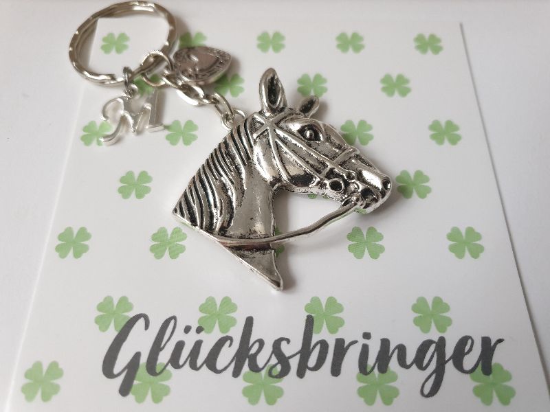 Pferd Schlüsselanhänger personalisierbar mit Pferdekopf Reitsport  Pferdeliebe Glücksbringer Geschenk Frauen Mädchen Reitlehrerin