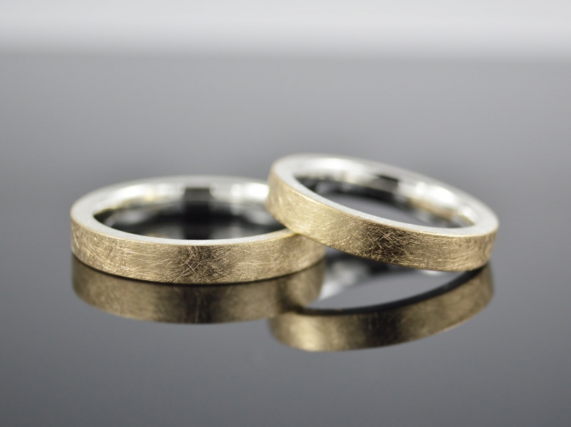 Silber 585 Gold Eheringe Trauringe Verlobungsringe Duo Handgearbeitet