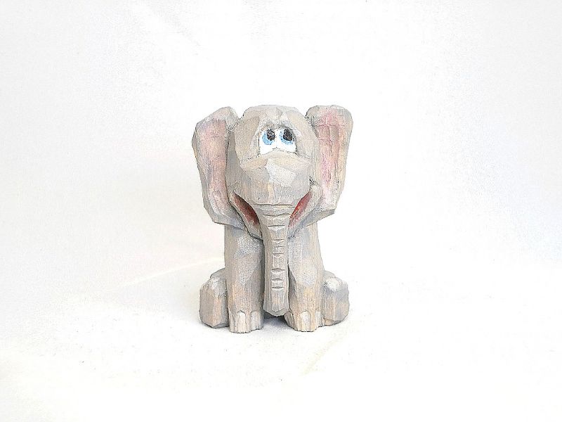  - Elefant, hand geschnitzt und bemalt aus Lindenholz