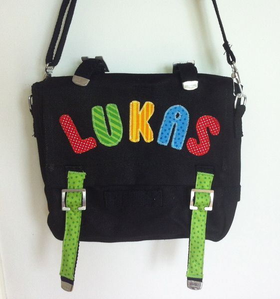  - Handgefertigte Kindergartentasche mit applizierten Buchstaben, mit Namen