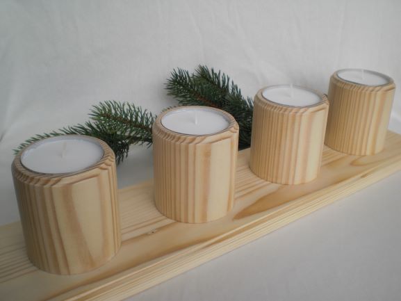 Adventskranz aus Holz für Maxi-Teelichter (für Teelichte 6 cm) kaufen