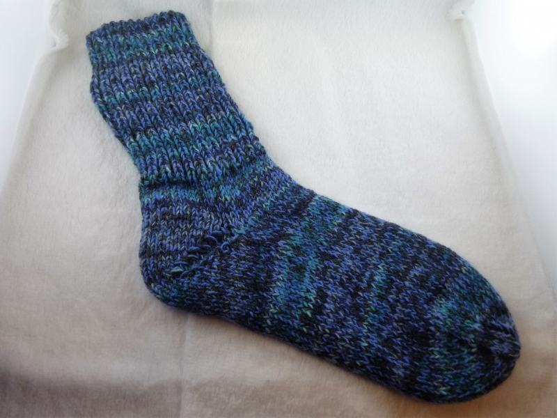  - handgestrickte extra dicke Socken in Größe 44/45 blau/grau