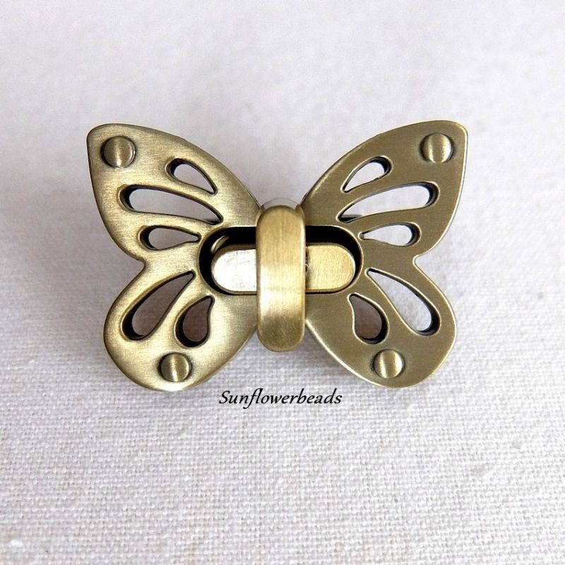  - Großer Taschenverschluss bronze, Drehverschluss, Schmetterling