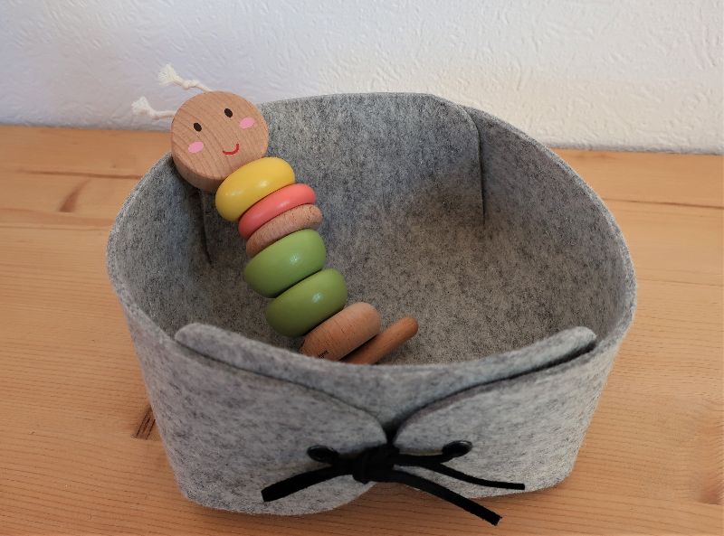  - Filzkorb aus reiner Schurwolle schön als Montessori Aufbewahrung - Flurablage Utensilo für Spielsachen, Kleidung, Kleinkram