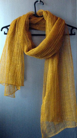 Leinen Schal gestreifte Unisex senf gelb