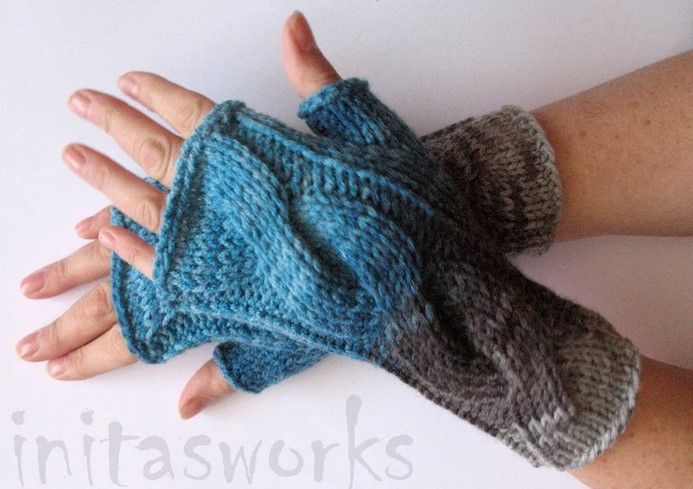  - Handstulpen Handschuhe Grau Blau  