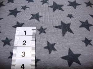 Baumwollersey grau Sterne auf hellgrauen Untergrund kaufen Meterware Jersey Sternenstoff - Handarbeit kaufen