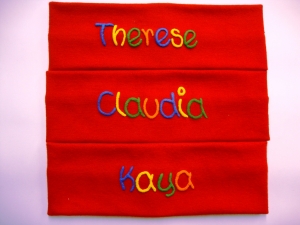 handgemachte Stirnband handgefertigt aus Feinripp-Baumwolle rot mit Namen kaufen Geschenke Geburt