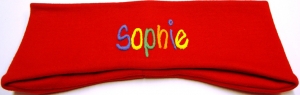Ohrenstirnband handgemachte rot mit Namen kaufen Haarband Kinder