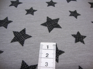 Baumwolljersey braune Sterne auf grau Sternenstoffe kaufen Meterware Jersey Sternenstoffe - Handarbeit kaufen