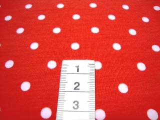 Baumwolljersey weisse Punkte auf rot dots kaufen Meterware Punktestoff Jersey - Handarbeit kaufen