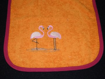 Babylatz, Lätzchen, Riesen-Schlupflätzchen mit Flamingo und Name, personalisiert, Dieda - Handarbeit kaufen