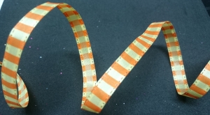 gelb-orange gestreiftes Geschenkband,5m,mit Draht,10mm breit,sehr schön zum Binden