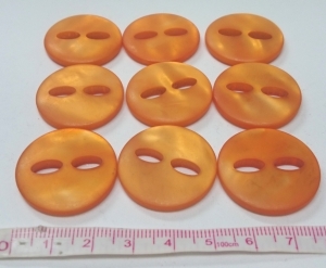9 runde Knöpfe orange,28mm,2 Loch,zum Nähen, Dekorieren und Basteln