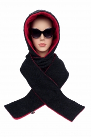 Kapuzenschal ♥Rotkäppchen♥ Kapuze und Schal in einem, in schwarz und rot ♥ statt Mütze windgeschützt, kuschelig und warm - Handarbeit kaufen