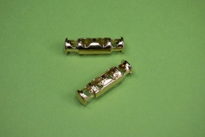 Kordelstopper Metall gold, 2-Loch für 4 mm dicke Kordeln Bänder (Preis gilt für 2 Stück)