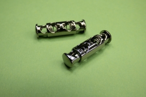 Kordelstopper Metall altsilber, 2-Loch für 4 mm dicke Kordeln Bänder (Preis gilt für 2 Stück)