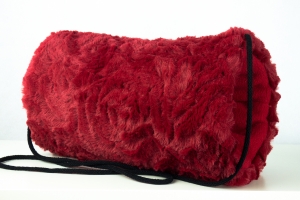  Erwachsenen-Muff ♥ ROSENROT ♥ aus rotem Plüsch mit Innentasche und Baumwollkordel  - Handarbeit kaufen