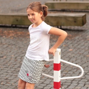 Kinder Jeansrock schwarz weiß in A-Linie mit elastischem Bund