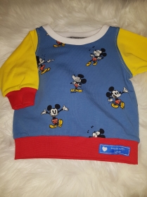 Sweatshirt Gr. 62, Micky Maus, Babypullover, handmade, Pulli, blau/gelb