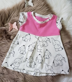 ♡ Body - Babytunika ♡ Bluse Gr. 62, rosa / beige, Unikat, Elefant 