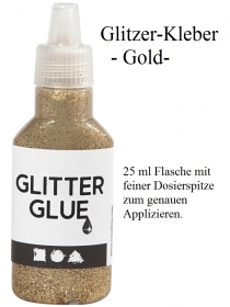 Glitzerleim, Glitzerkleber in vielen Farben zum dekorieren & verzieren, Gold 25 ml Goldflitter Goldglitter
