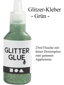 Glitzerleim, Glitzerkleber in vielen Farben zum dekorieren & verzieren, Grün 25 ml Flitter Glitter