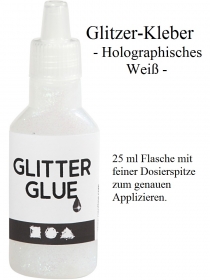 Glitzerleim, Glitzerkleber in vielen Farben zum dekorieren & verzieren, holographisches Weiß 25 ml Flitter Glitter - Handarbeit kaufen
