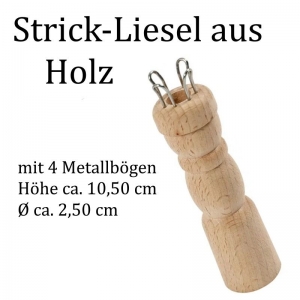 Strickliesel aus Holz mit 4 Bögen, Knitting Spool, Stricksusel, 10 cm x 25mm 
