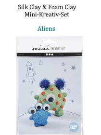 Mini-Kreativ-Set, Foam-Clay & Silk-Clay - Alien- Lufttrocknende Knete, Komplett-Set mit allem Zubehör, Kinderbasteln 