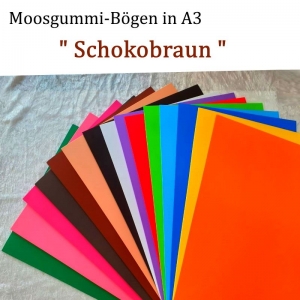 Moosgummi in A3 -- Schokobraun -- 27,7 cm x 42 cm x 2mm zum Basteln. Erhältlich in 15 Farben