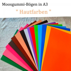 Moosgummi in A3 -- Hautfarben -- 27,7 cm x 42 cm x 2mm zum Basteln. Erhältlich in 15 Farben 