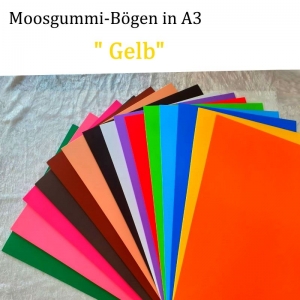 Moosgummi in A3 -- Gelb -- 27,7 cm x 42 cm x 2mm zum Basteln. Erhältlich in 15 Farben