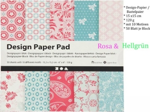 Design Papier-Block, 50 Blatt mit 10 Motiven, bunte Mischung, Bastel-Papier, 