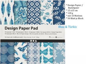 Design Papier-Block, 50 Blatt mit 10 Motiven, bunte Mischung, Bastel-Papier,   - Handarbeit kaufen
