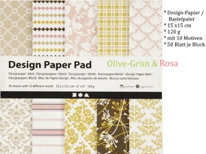 Design Papier-Block, 50 Blatt mit 10 Motiven, bunte Mischung, Bastel-Papier, - Handarbeit kaufen