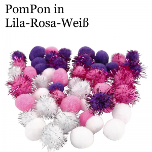 Pompons Plüsch & Glitzer Bommeln zu basteln, 15-20 mm Lila-Rosa-Weiß Mischung ca. 48 Stück - Handarbeit kaufen