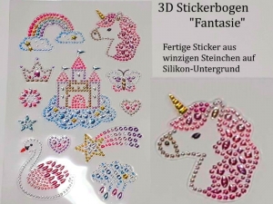 Sticker für Karten, 3D-Motive Einhorn & Fantasie, Papierbasteln, Aufkleber Kartengestaltung Kinder-basteln Regenbogen - Handarbeit kaufen