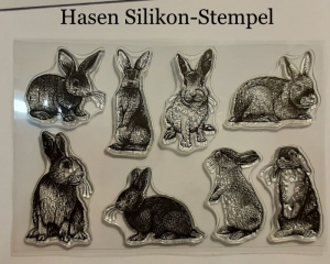 Silikonstempel, Clear-Stamper, transparent, Ostern Osterhasen Stempel-Set Kaninchen Hase Osterhase für Karten