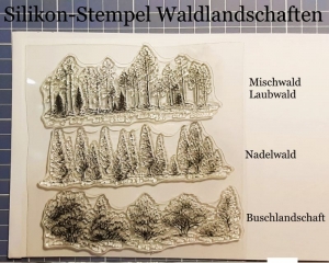 Silikonstempel, Clear-Stamper, transparent, Wald, Bäume, Landschaft, 3er-Set Karten-Gestaltung  - Handarbeit kaufen