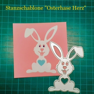 Stanzschablone, Stanze, Osterhase mit Herz, Papierstanze Karten basteln, Hase Kaninchen Ostern, für Stanzmaschine - Handarbeit kaufen
